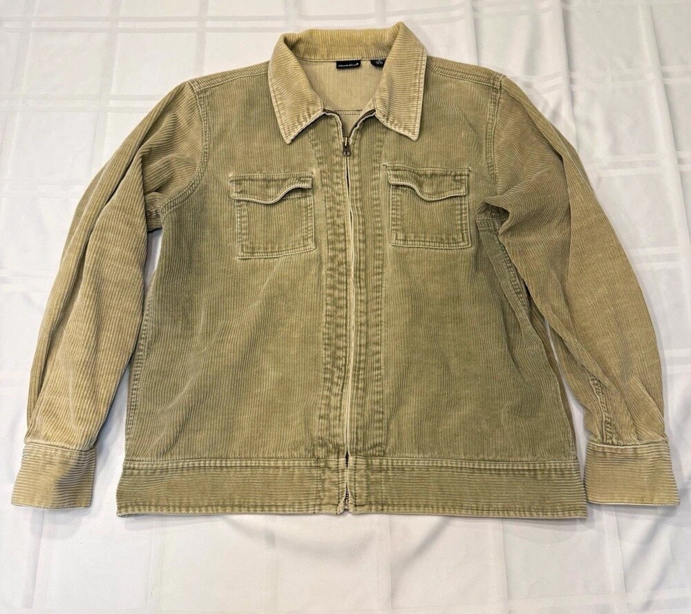 Vtg North Crest Tan Corduroy Zip Up Jacket Womens Small 6-8 Y2K Earth Tone
